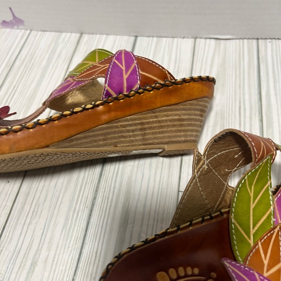 Spring Step L’Artiste sandal size 38 7-7.5 floral wedge - Picture 9 of 10